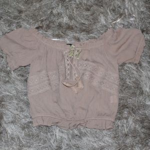 Lace Up Off Shoulder Crop Top